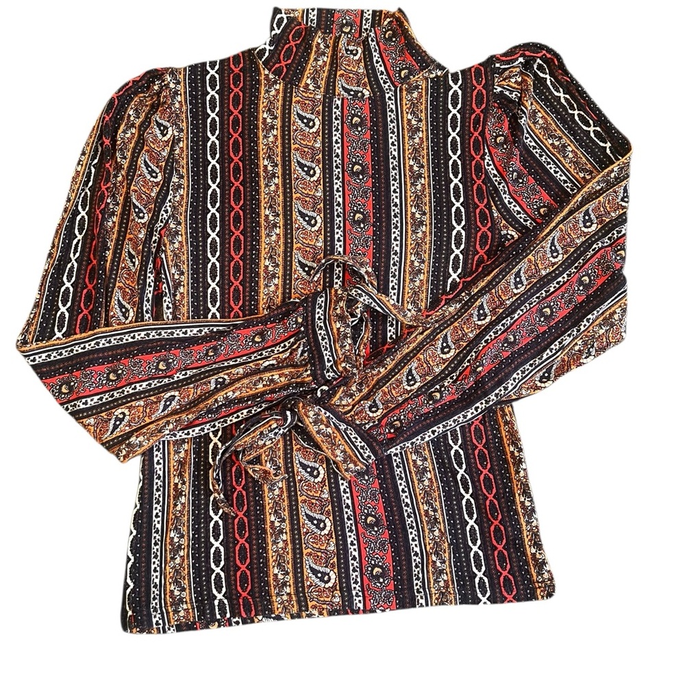 Free People Multicolor Striped Long Sleeve Top, Size Large